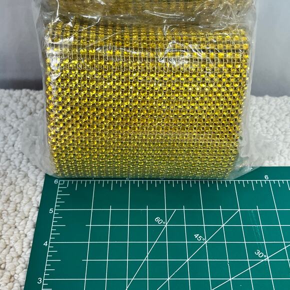 Gold Bling Rhinestone Diamond Mesh Ribbon Wrap Acrylic 2 Rolls/20 Yds Total Mums - Picture 7 of 7
